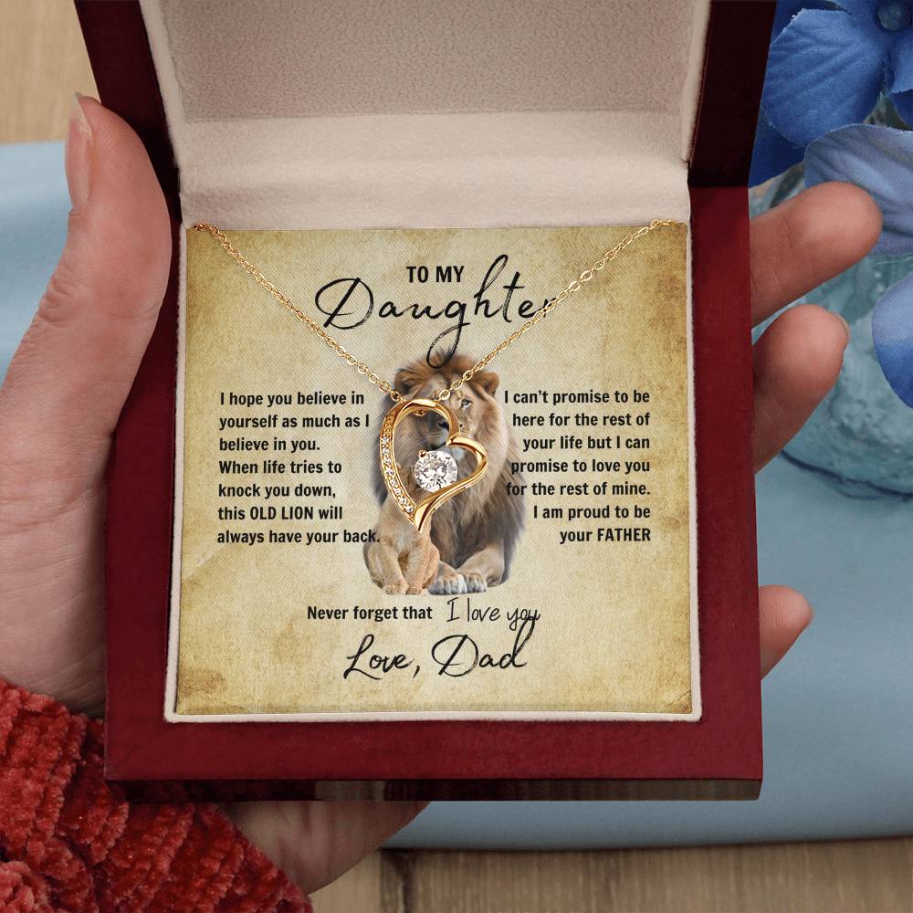 This Old Lion To My Daughter - Forever Your Valentine Heart Shaped Necklace