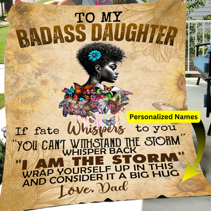 To My Badass Daughter Black Sherpa Blanket – 60 x 80