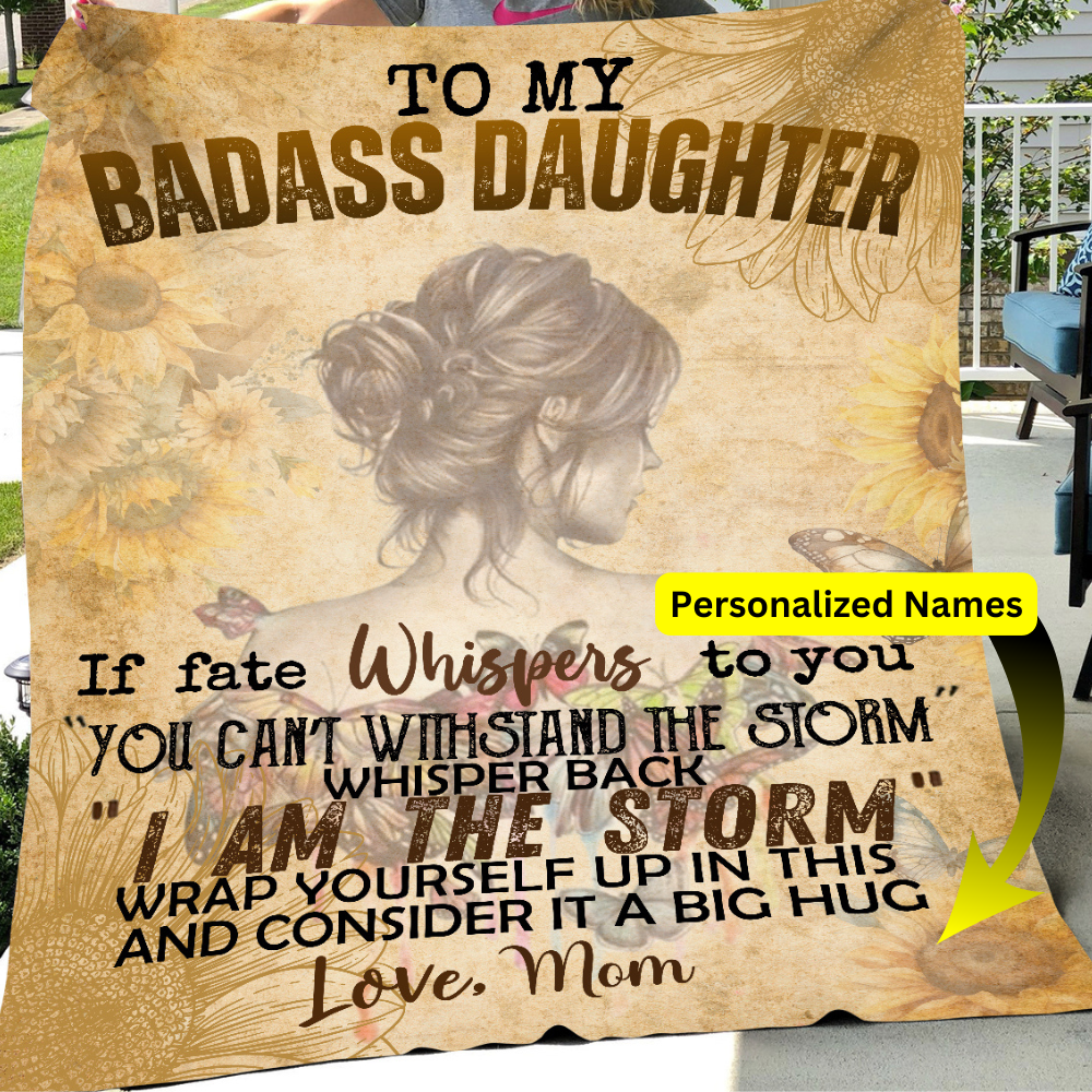 To My Badass Daughter Black Sherpa Blanket – 60 x 80