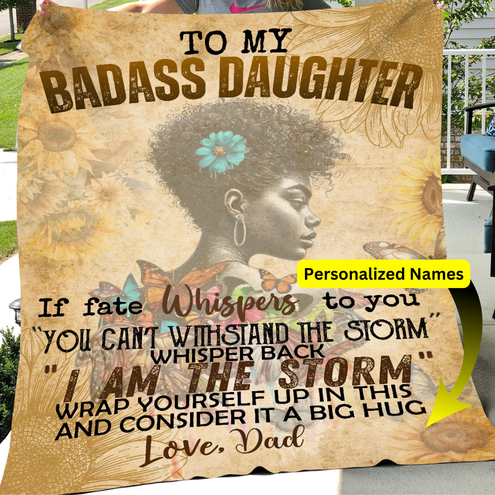 To My Badass Daughter Black Sherpa Blanket – 60 x 80