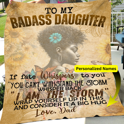 To My Badass Daughter Black Sherpa Blanket – 60 x 80