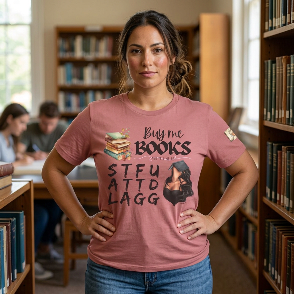 Buy Me Books T-Shirt – Funny Book Lover Tee with 'Buy Me Books' Design