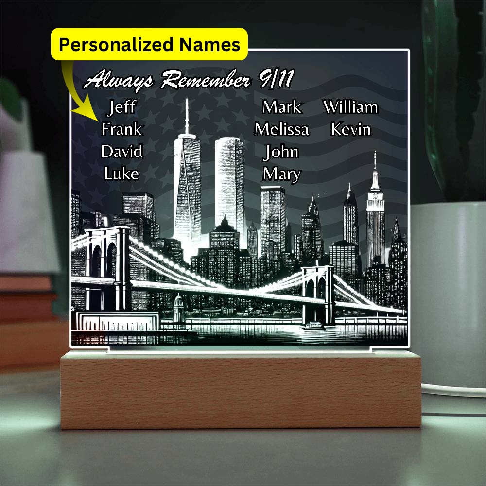 Always Remember 9/11: Personalized Light-Up Memorial Plaque