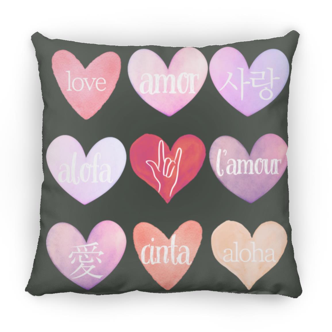 Valentine's Day Love Language Hearts Throw Pillow