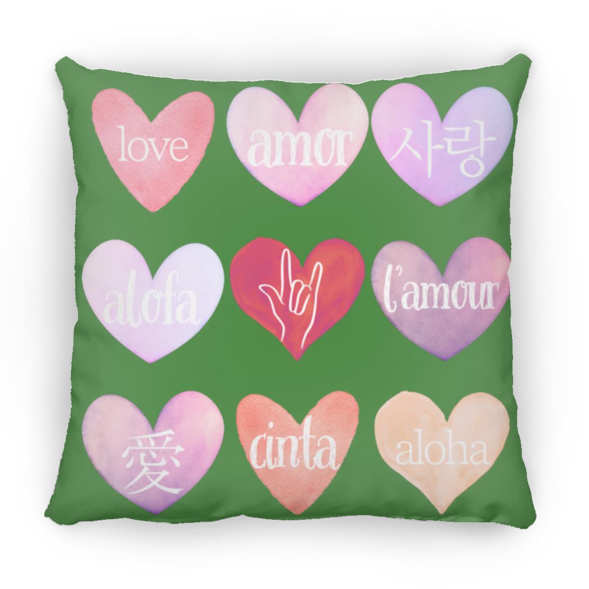 Valentine's Day Love Language Hearts Throw Pillow