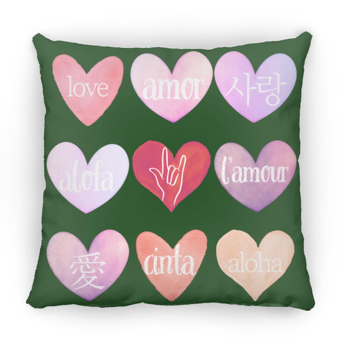 Valentine's Day Love Language Hearts Throw Pillow