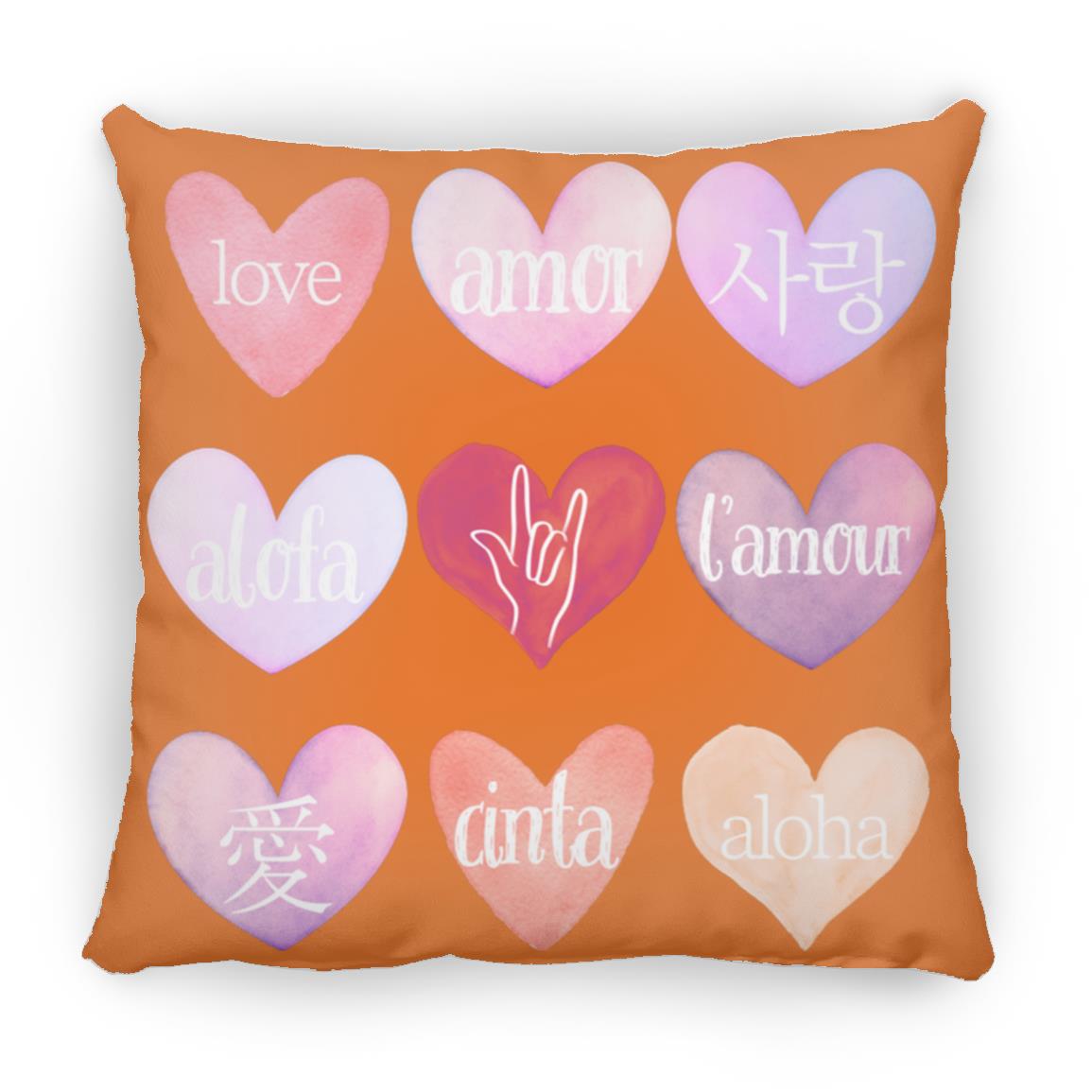 Valentine's Day Love Language Hearts Throw Pillow