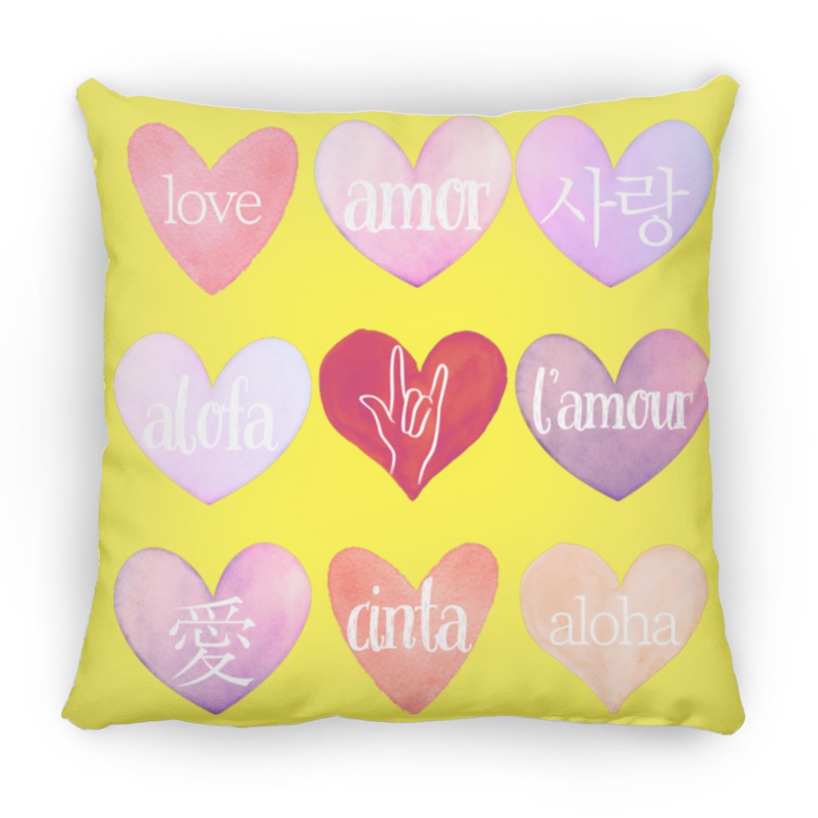 Valentine's Day Love Language Hearts Throw Pillow