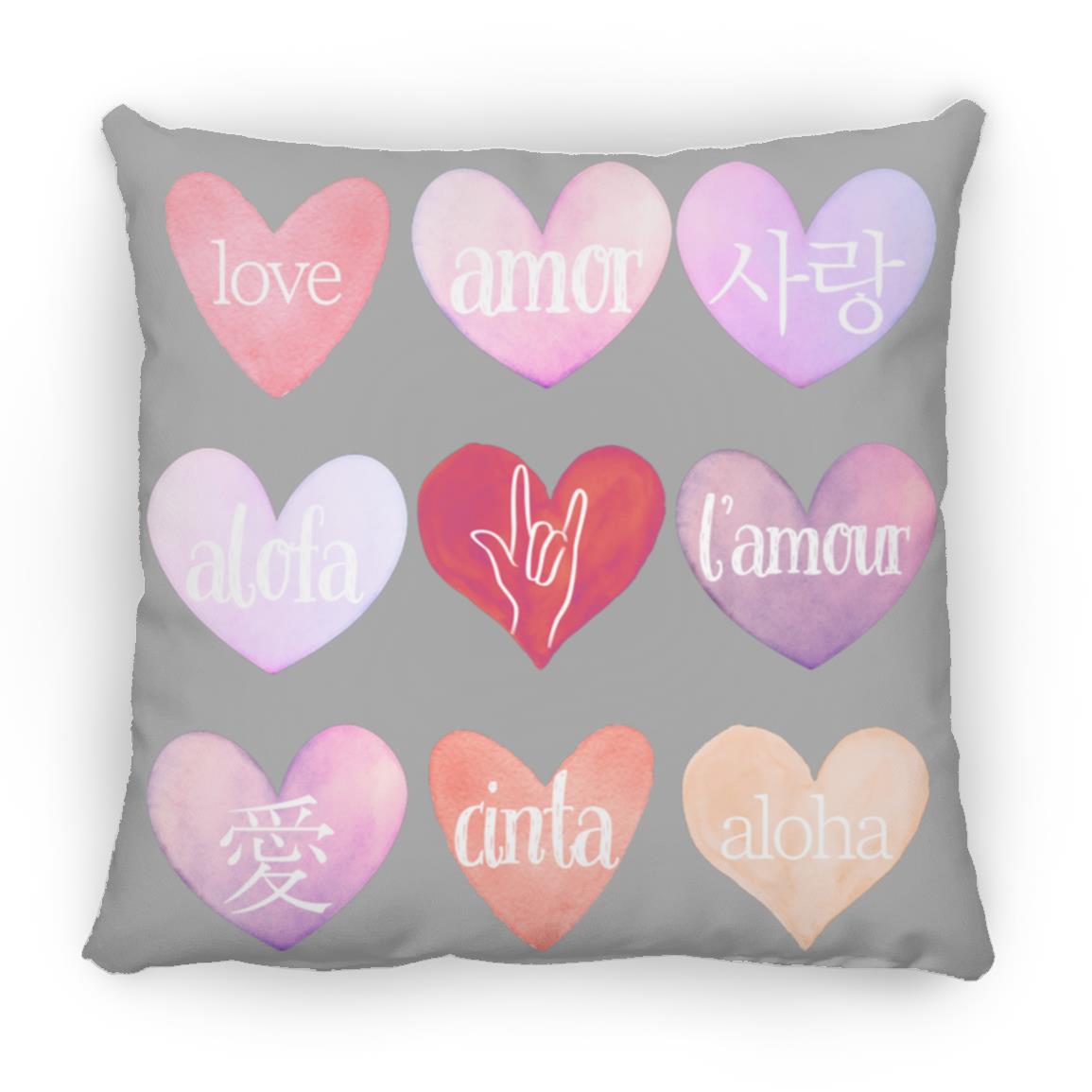 Valentine's Day Love Language Hearts Throw Pillow