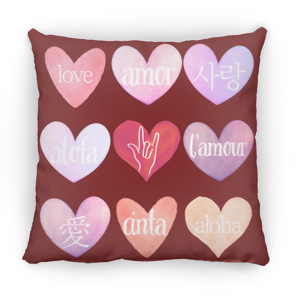 Día de San Valentín, corazones en lenguaje de amor, diferentes idiomas, misma sensación, decoración del hogar, almohada suave y esponjosa, varios tamaños/colores