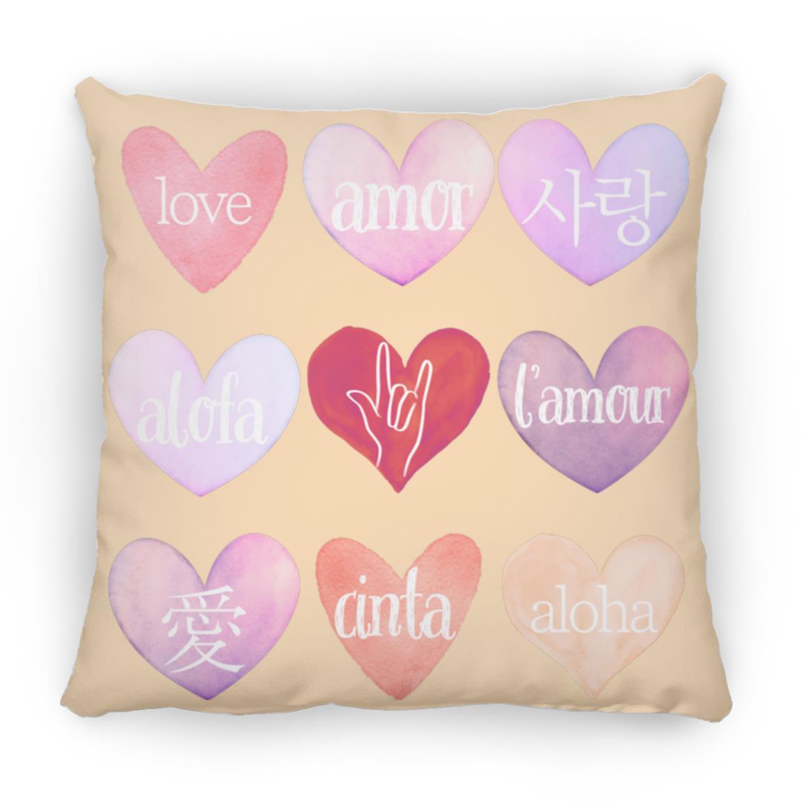 Valentine's Day Love Language Hearts Throw Pillow