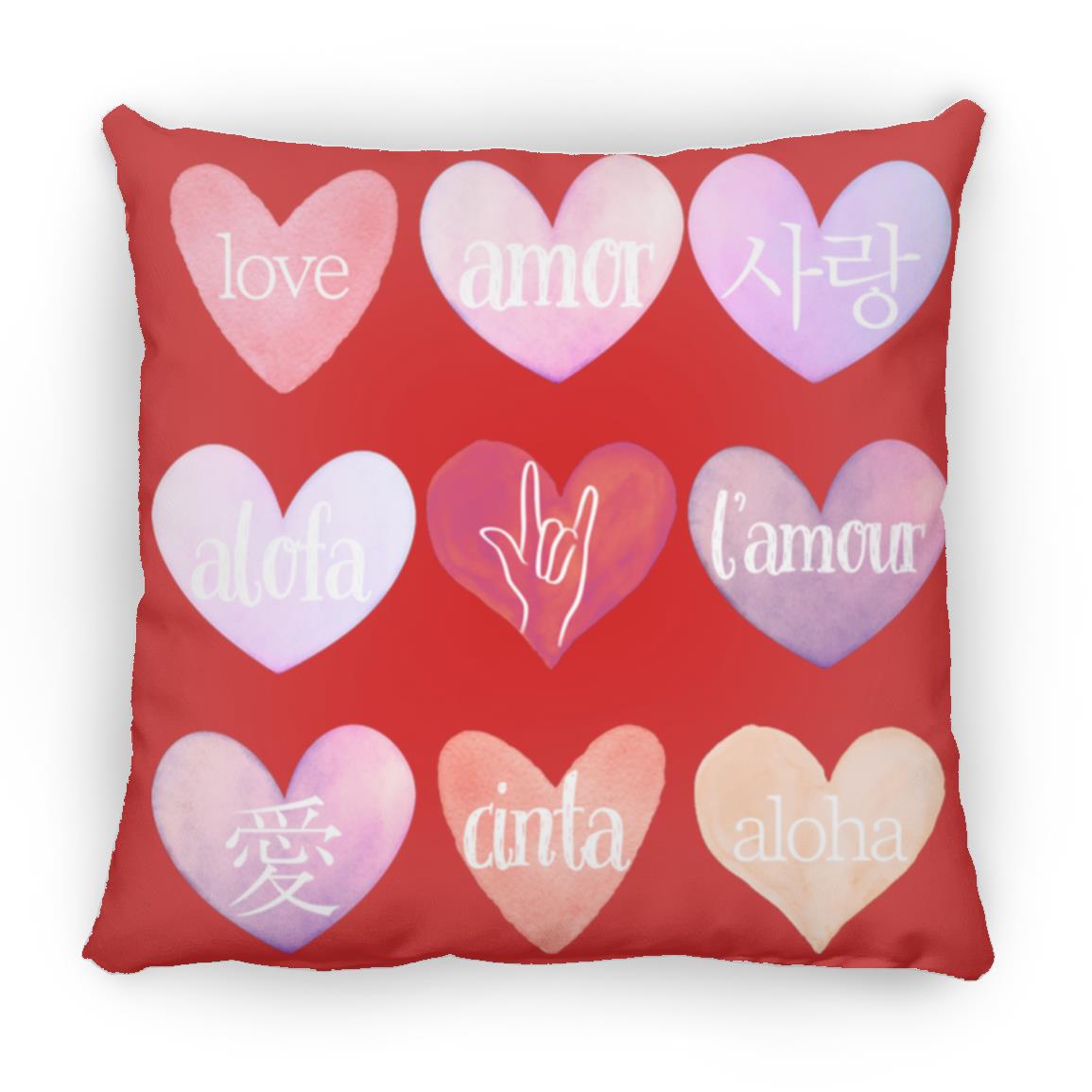 Valentine's Day Love Language Hearts Throw Pillow