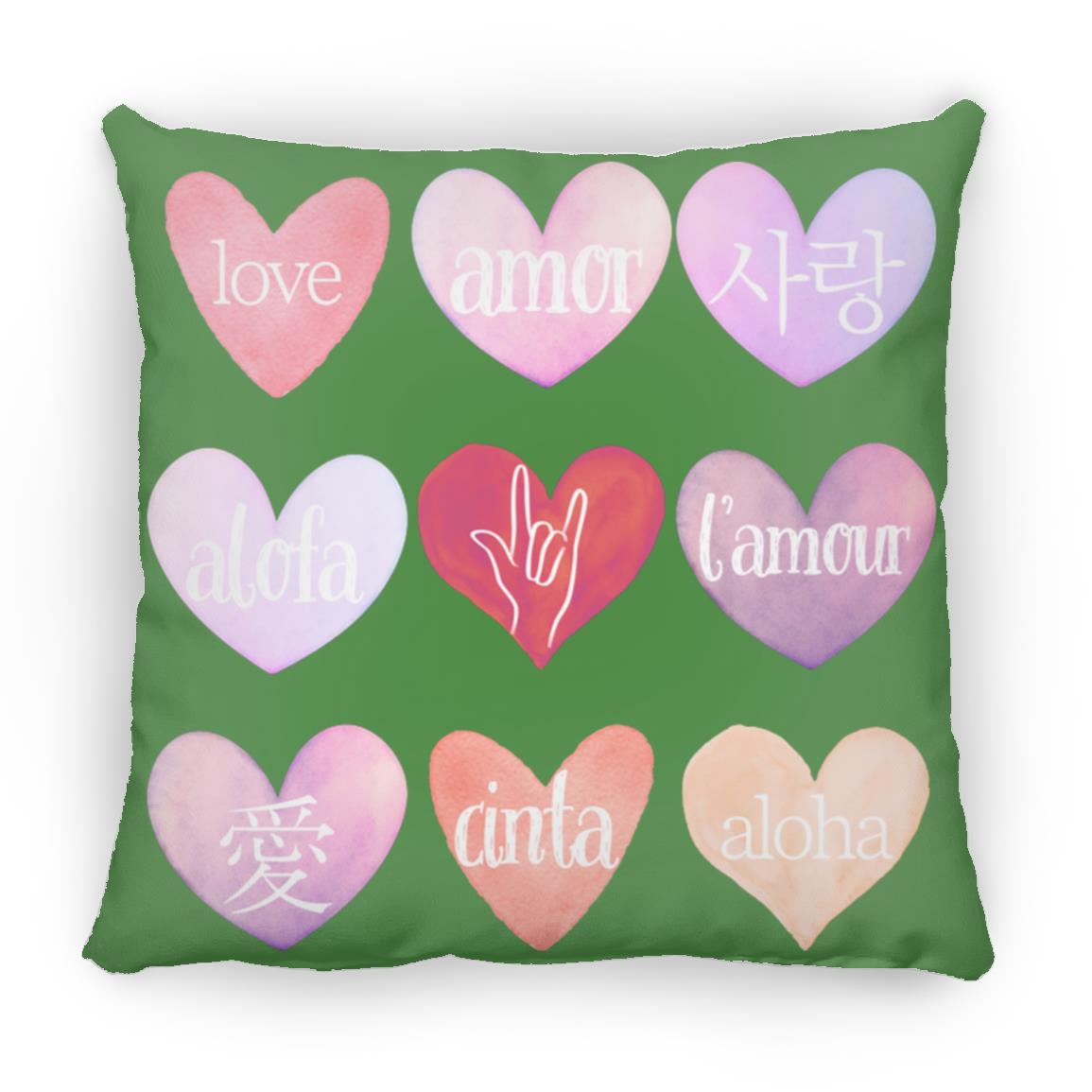 Valentine's Day Love Language Hearts Throw Pillow