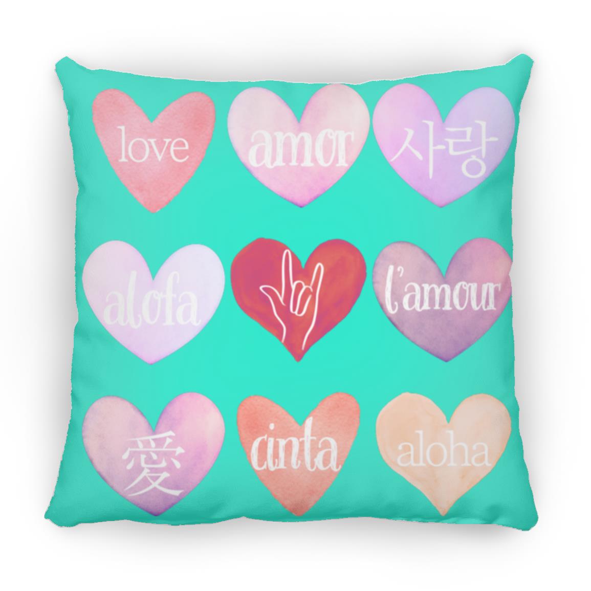 Valentine's Day Love Language Hearts Throw Pillow