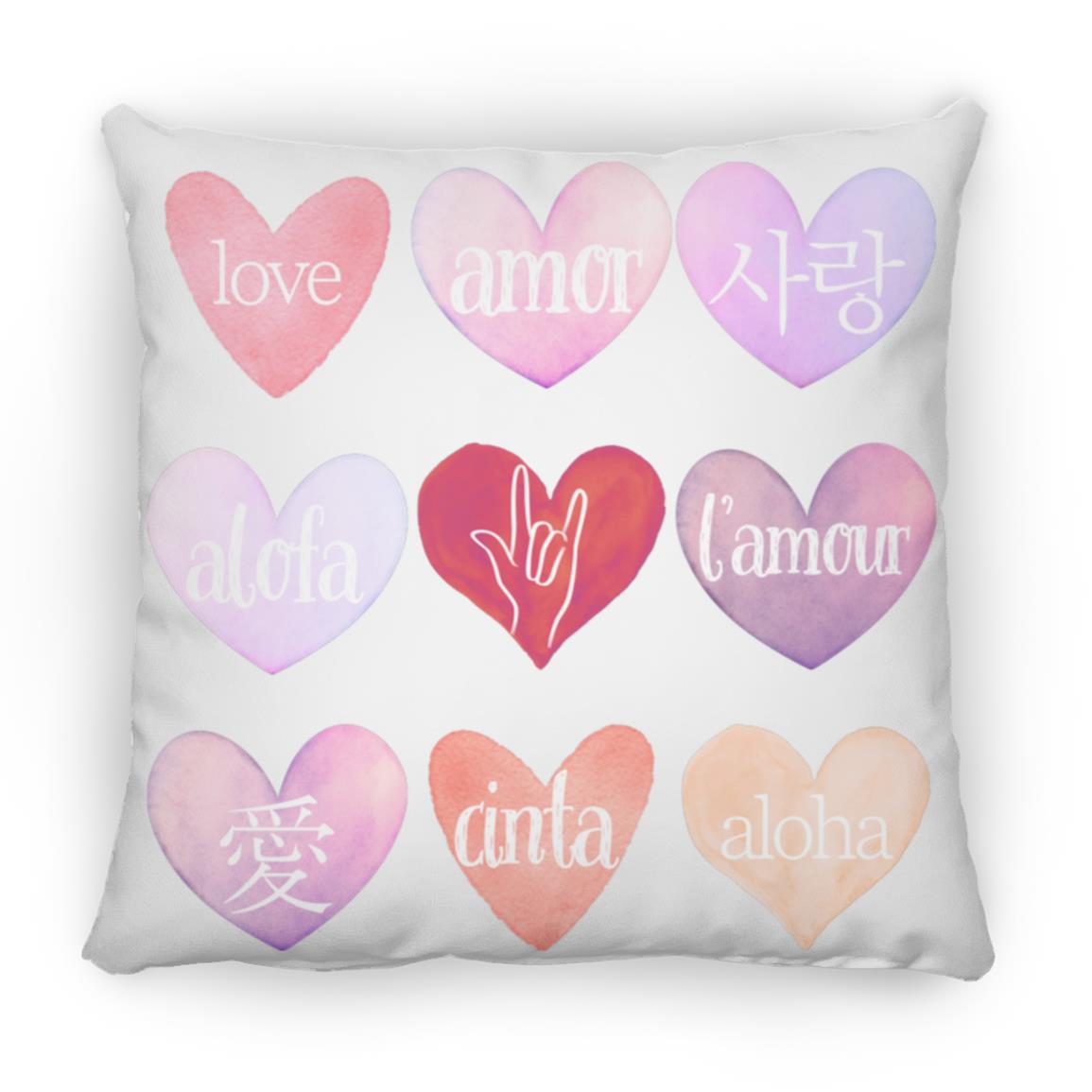 Valentine's Day Love Language Hearts Throw Pillow