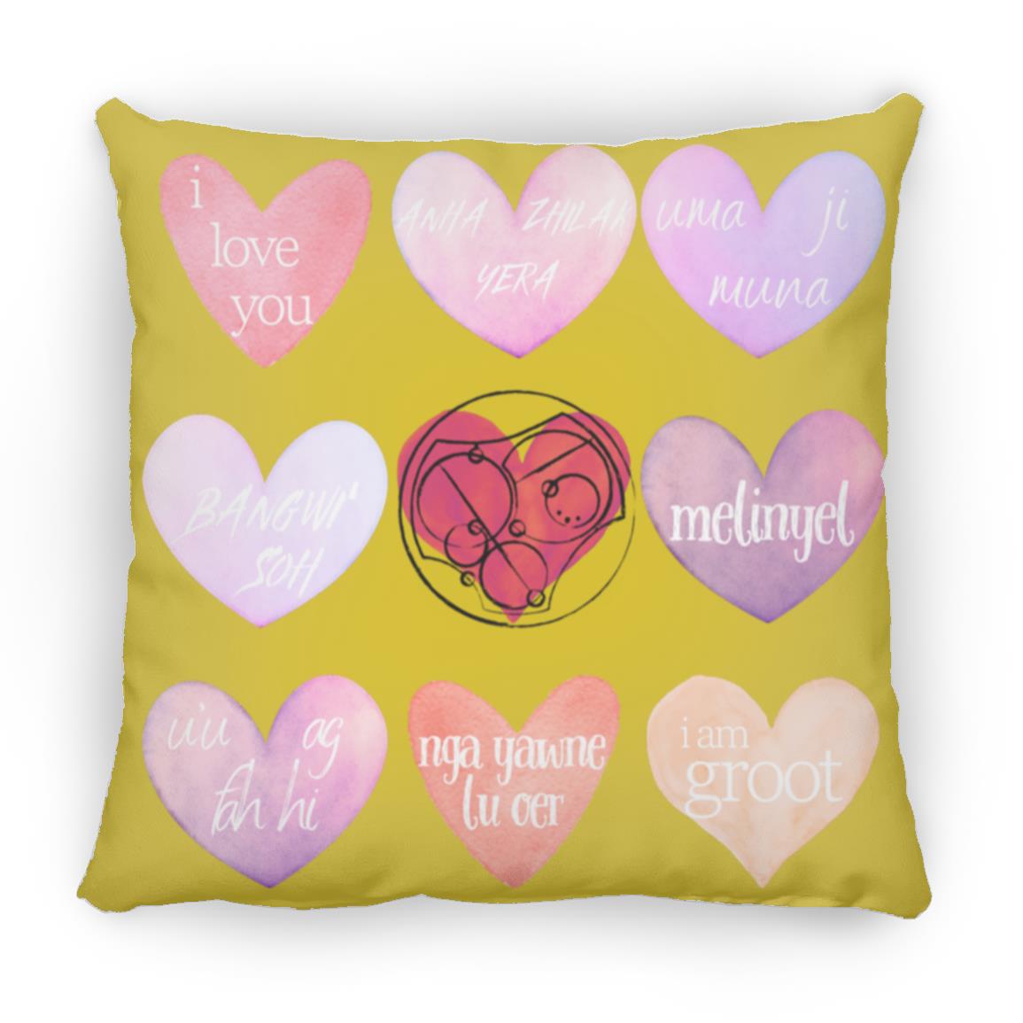 Valentine's Day Love Language Hearts Throw Pillow