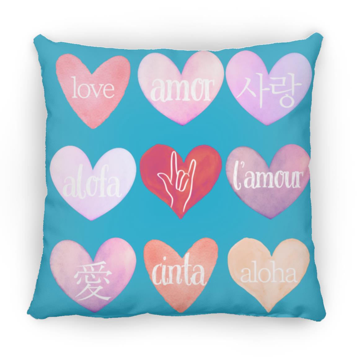 Valentine's Day Love Language Hearts Throw Pillow