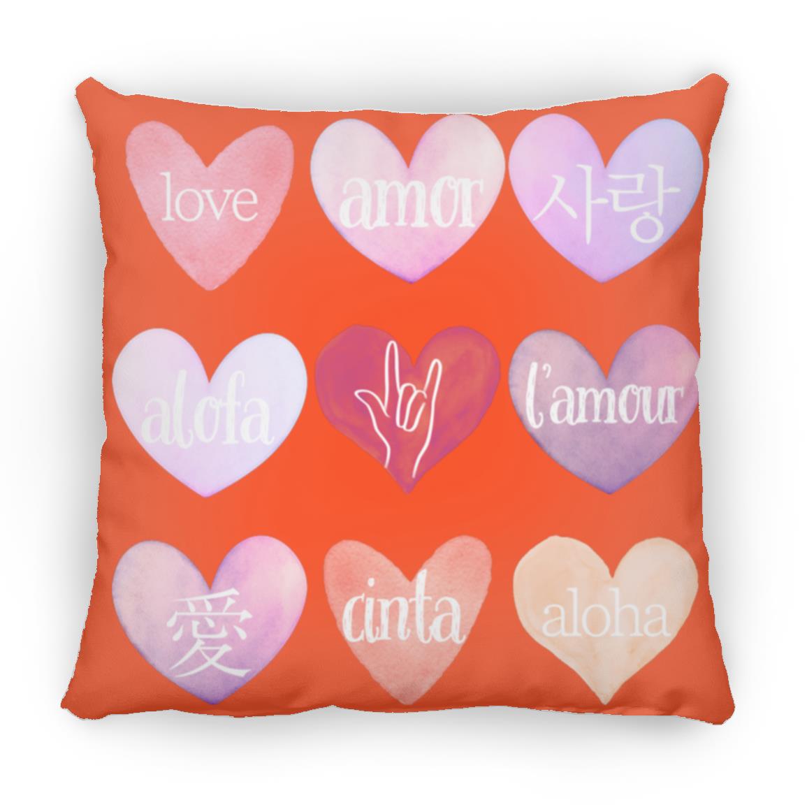 Día de San Valentín, corazones en lenguaje de amor, diferentes idiomas, misma sensación, decoración del hogar, almohada suave y esponjosa, varios tamaños/colores