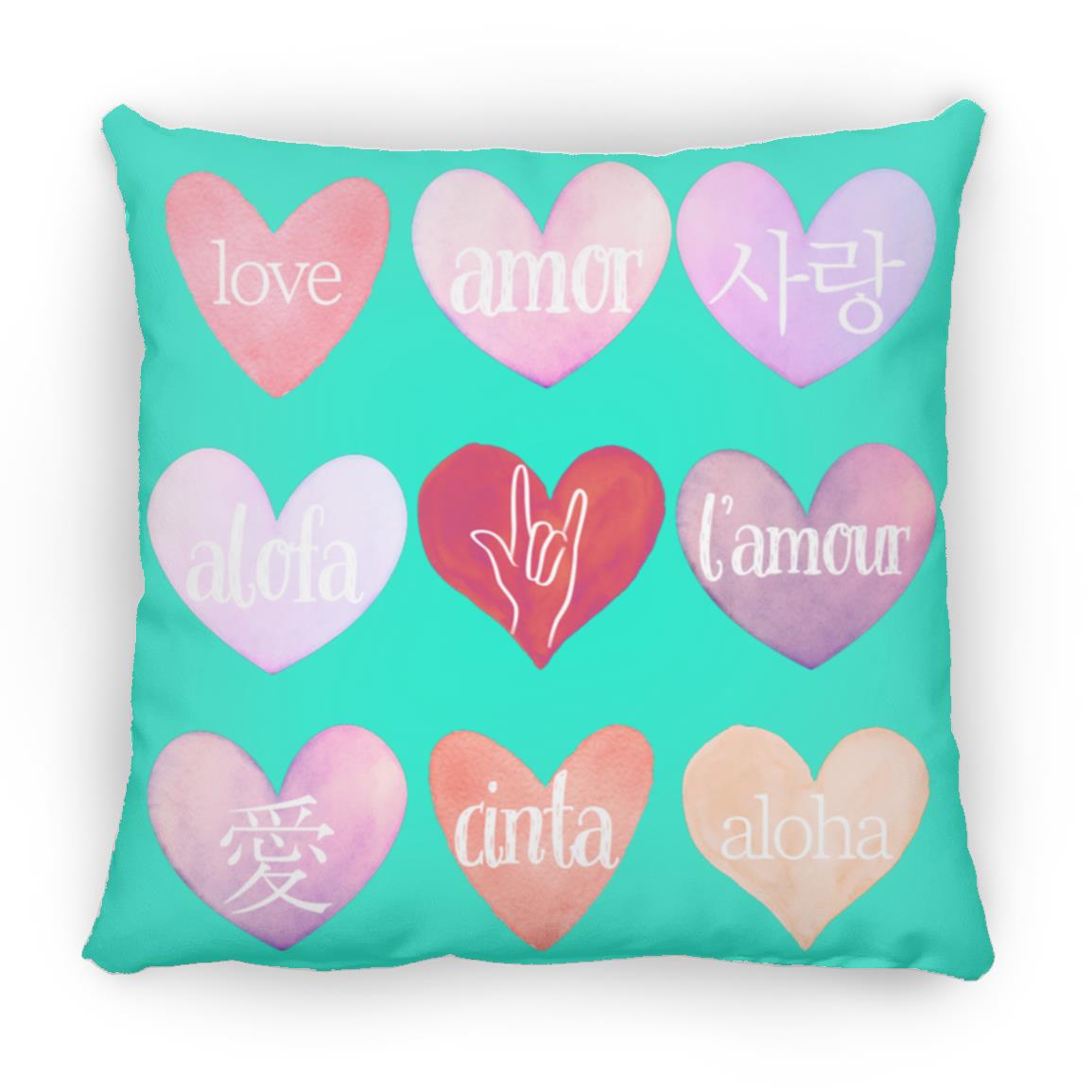 Valentine's Day Love Language Hearts Throw Pillow