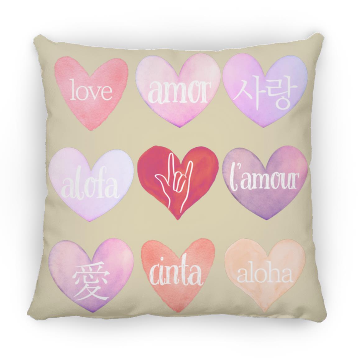 Valentine's Day Love Language Hearts Throw Pillow