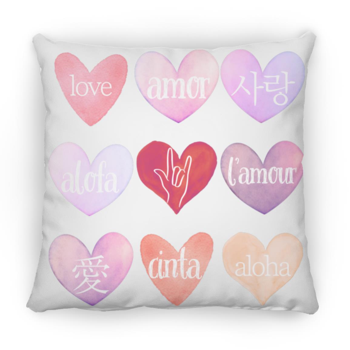 Valentine's Day Love Language Hearts Throw Pillow