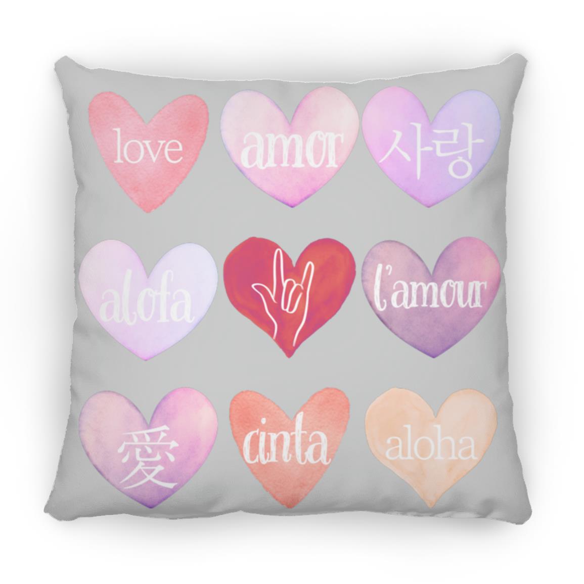 Valentine's Day Love Language Hearts Throw Pillow