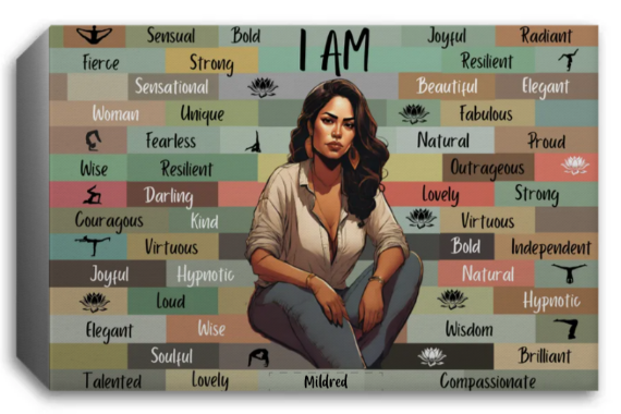 I AM Motivational Canvas (Custom Name) Deluxe Landscape Canvas 1.5in Frame