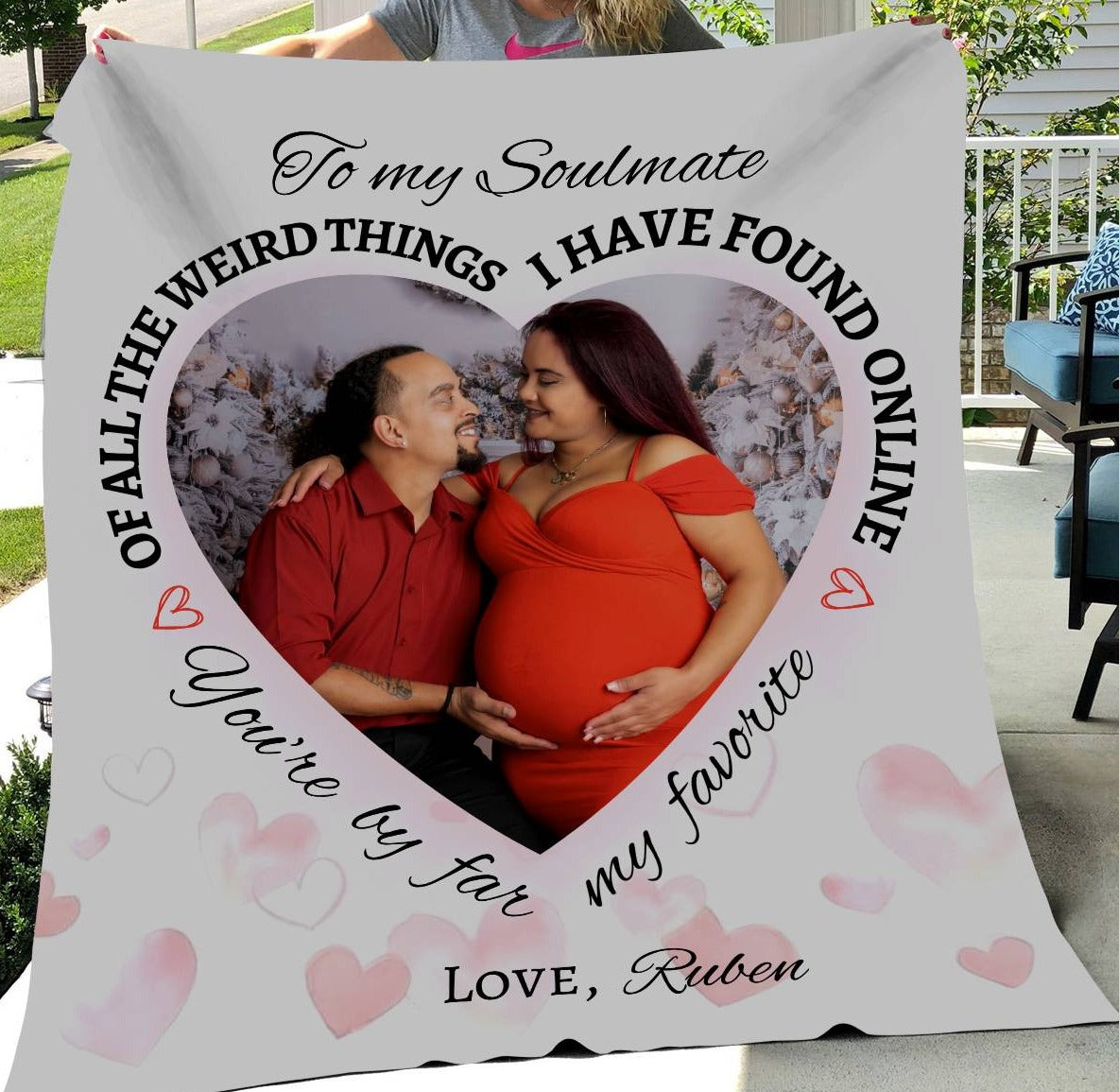 IMAGEN PERSONALIZADA Manta Sherpa con forma de corazón de 50" x 60" - Alma gemela/esposa/novia/prometida del Día de San Valentín - De todas las cosas EXTRAÑAS que encontré en línea, eres, con diferencia, mi favorita