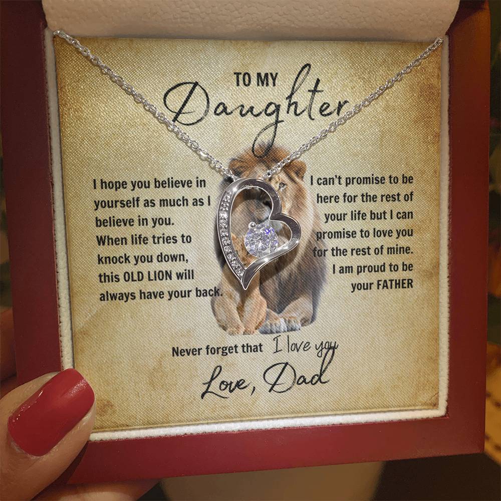 This Old Lion To My Daughter - Forever Your Valentine Heart Shaped Necklace