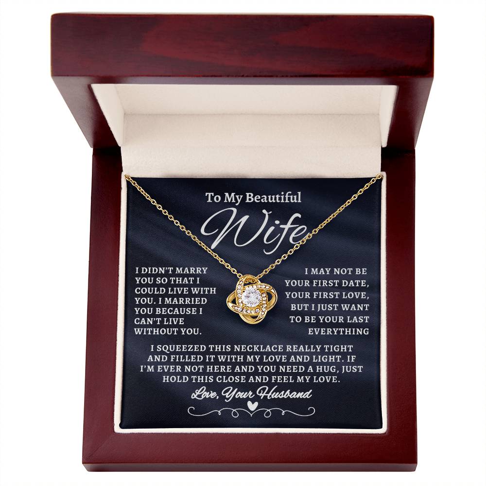 "I Can't Live Without You" Gold Knot Necklace