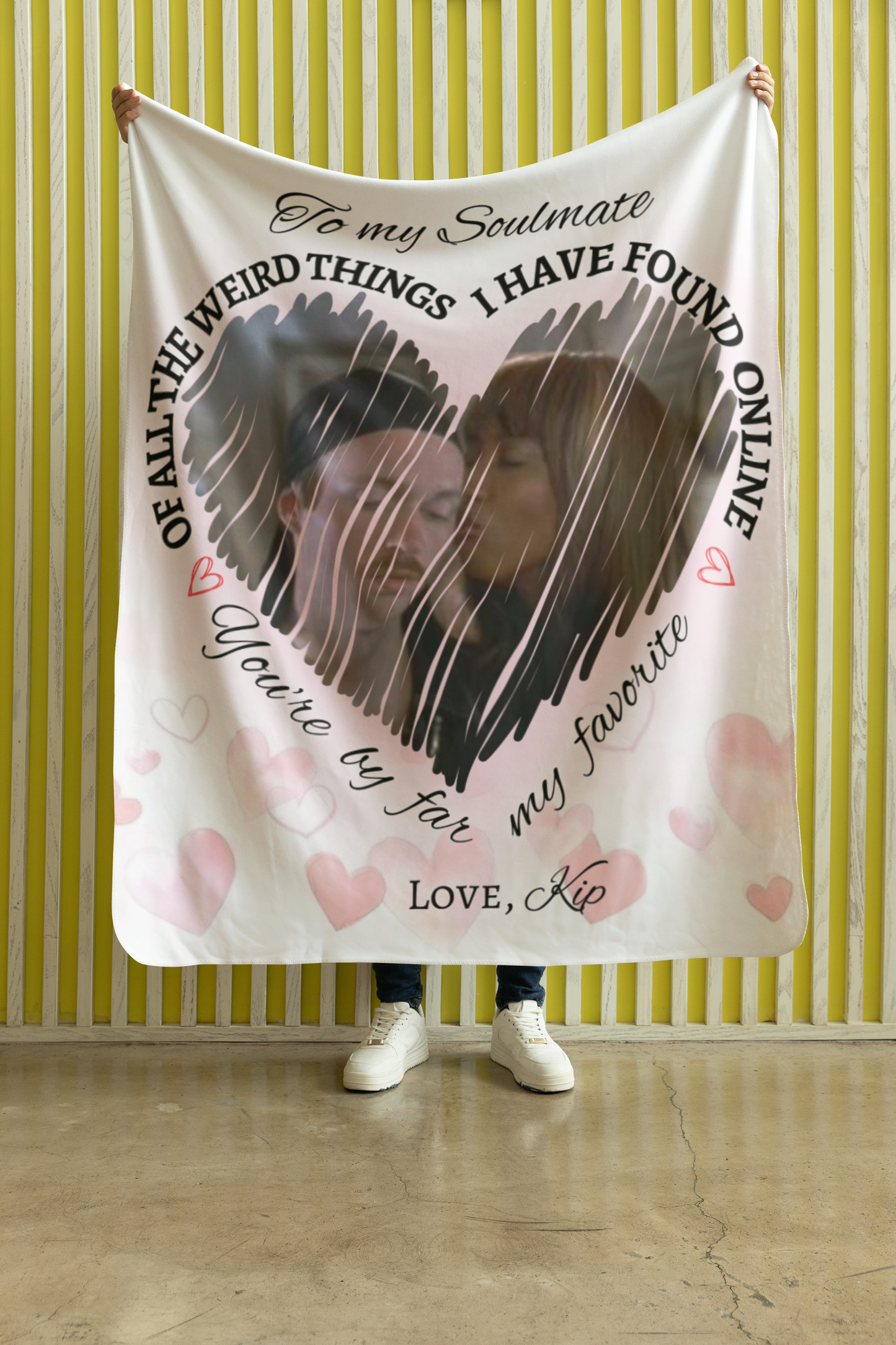 IMAGEN PERSONALIZADA Manta Sherpa con forma de corazón de 50" x 60" - Alma gemela/esposa/novia/prometida del Día de San Valentín - De todas las cosas EXTRAÑAS que encontré en línea, eres, con diferencia, mi favorita