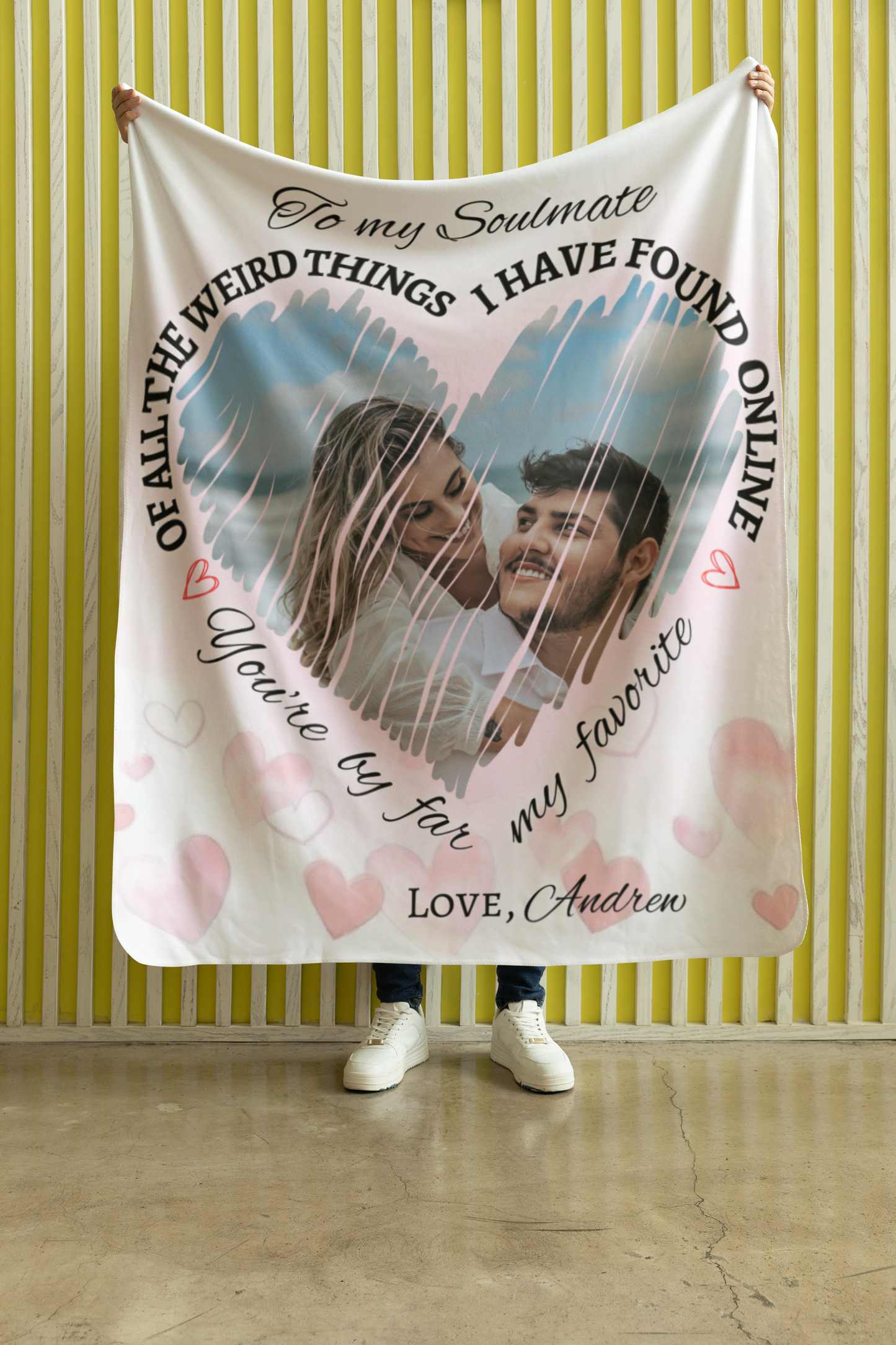 IMAGEN PERSONALIZADA Manta Sherpa con forma de corazón de 50" x 60" - Alma gemela/esposa/novia/prometida del Día de San Valentín - De todas las cosas EXTRAÑAS que encontré en línea, eres, con diferencia, mi favorita