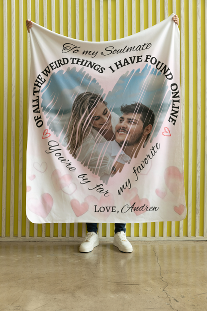 Personalized Heart Sherpa Blanket 50"-60" - 'You're My Favorite Find' Valentine's Gift