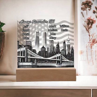 Always Remember 9/11: Personalized Light-Up Memorial Plaque