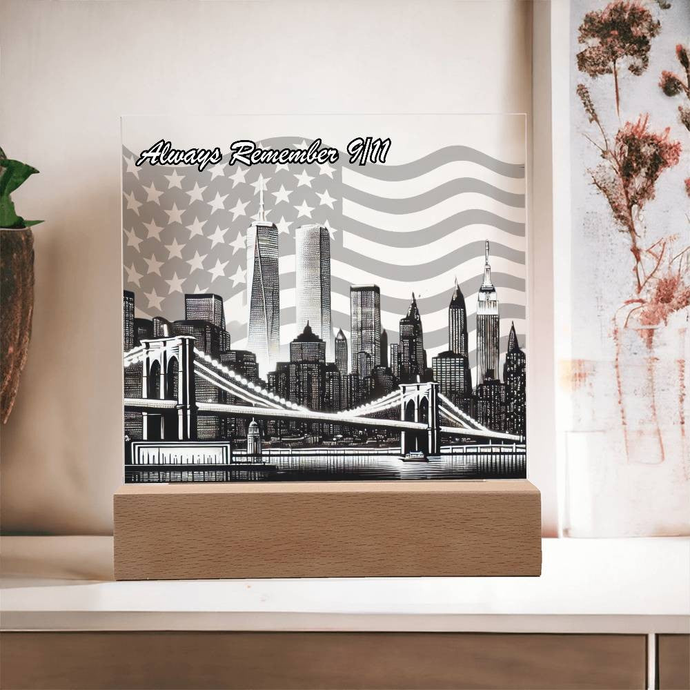 Always Remember 9/11: Personalized Light-Up Memorial Plaque