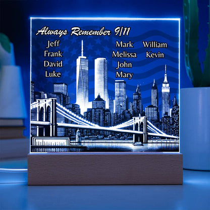 Always Remember 9/11: Personalized Light-Up Memorial Plaque