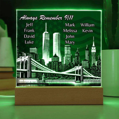 Always Remember 9/11: Personalized Light-Up Memorial Plaque