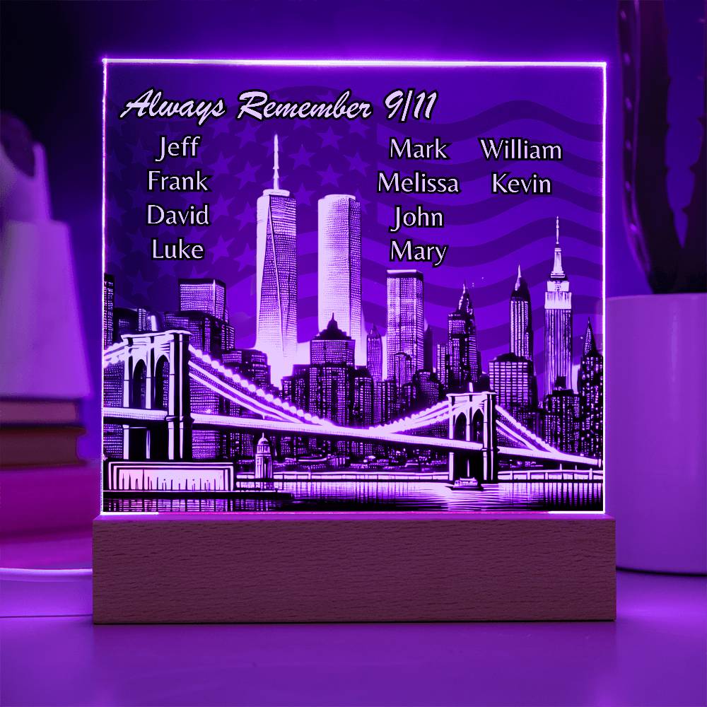 Always Remember 9/11: Personalized Light-Up Memorial Plaque