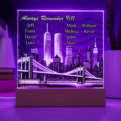 Always Remember 9/11: Personalized Light-Up Memorial Plaque