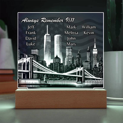 Always Remember 9/11: Personalized Light-Up Memorial Plaque