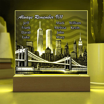 Always Remember 9/11: Personalized Light-Up Memorial Plaque